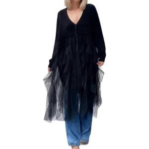 NEW MADONNA & CO. tulle trim sweater dress in black